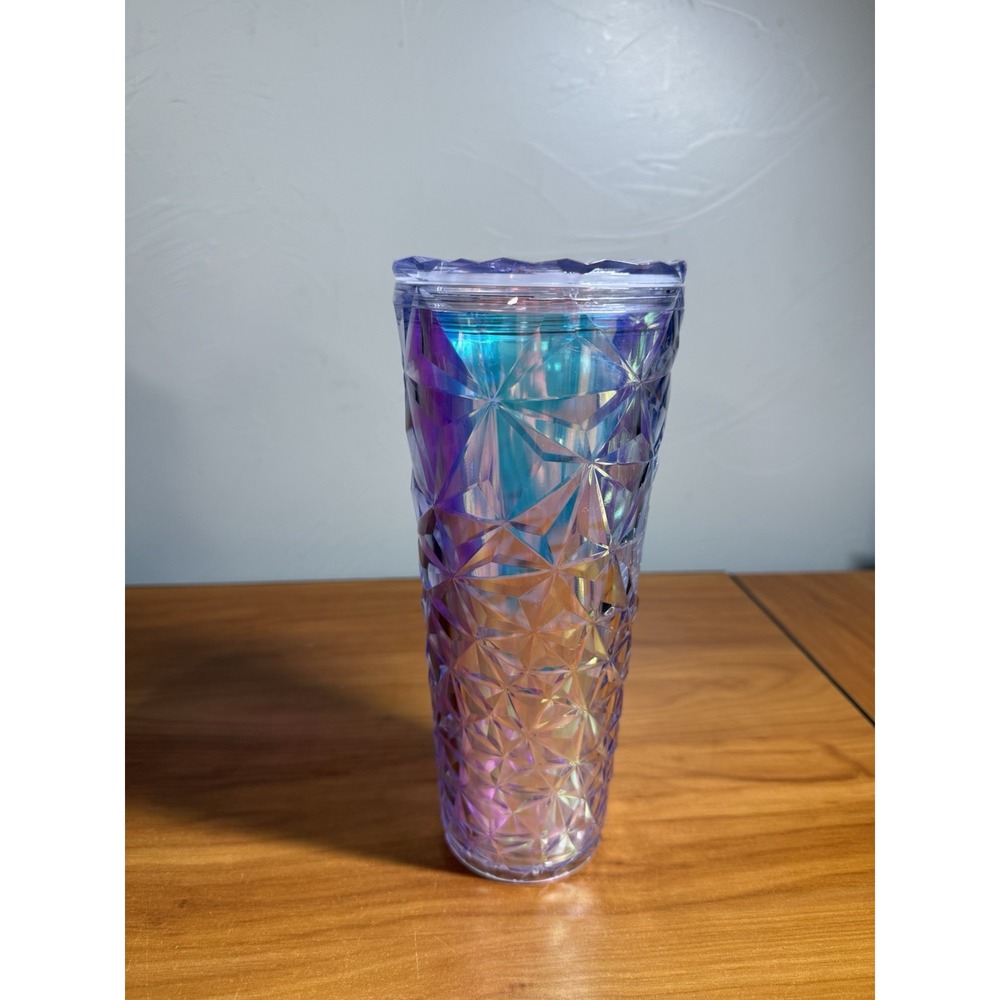 Starbucks Christmas 2023 Iridescent Diamond Prism Crystal Tumbler 24oz NO STRAW